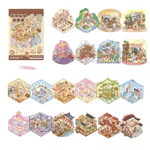 3D Sticker Book Scene,journaling,supply,20scenes/set mini scene sticker book,Sticker doll house, DIY Sticker Scene for Scrapbooking, creative cartoon sticker collection, perfect autumn gift for stress relief and crafts