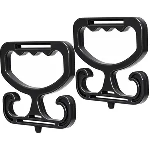 Grocery Bag Carrier with Plastic Storage Box, 2 Pack Grocery Bag Holder for Plastic Bags, Holds 100lbs, Heavy Duty Carry Handle, Comfortable Grip to Carry Bags, Buckets, Shopper Accessories, Black