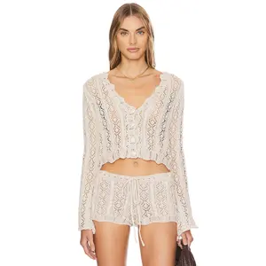 SNDYS Crochet Cardigan in Sand