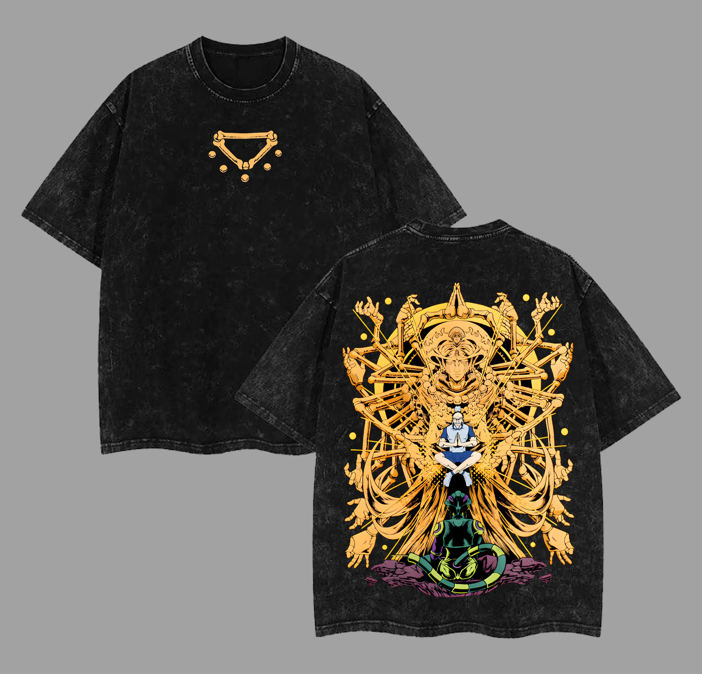 Netero vs Meruem Hunter x Hunter Shirt – Vintage Washed Anime Tee, Heavyweight Oversized Streetwear, HxH Graphic Tee, Classic Manga Battle Merch, Gift for Anime Fans, Soft Cotton Casual Wear