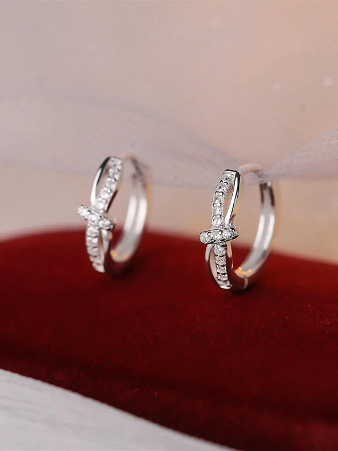 Elegant 925 Sterling Silver Cross Earrings with Cubic Zirconia, Perfect Gift for Special Occasions, Daily Wear Jewelry, Cubic Zirconia Studs Jewelry