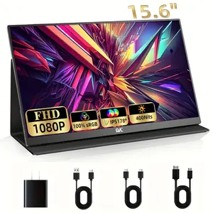 Portable Monitor, 15.6" FHD 1080P Travel Monitor For Laptop, Ultra-Slim HDR IPS Computer Gaming Display, USB-C HDMI Screen Extender With Smart Cover For Laptop PC Phone Xbox PS4/5 Switch