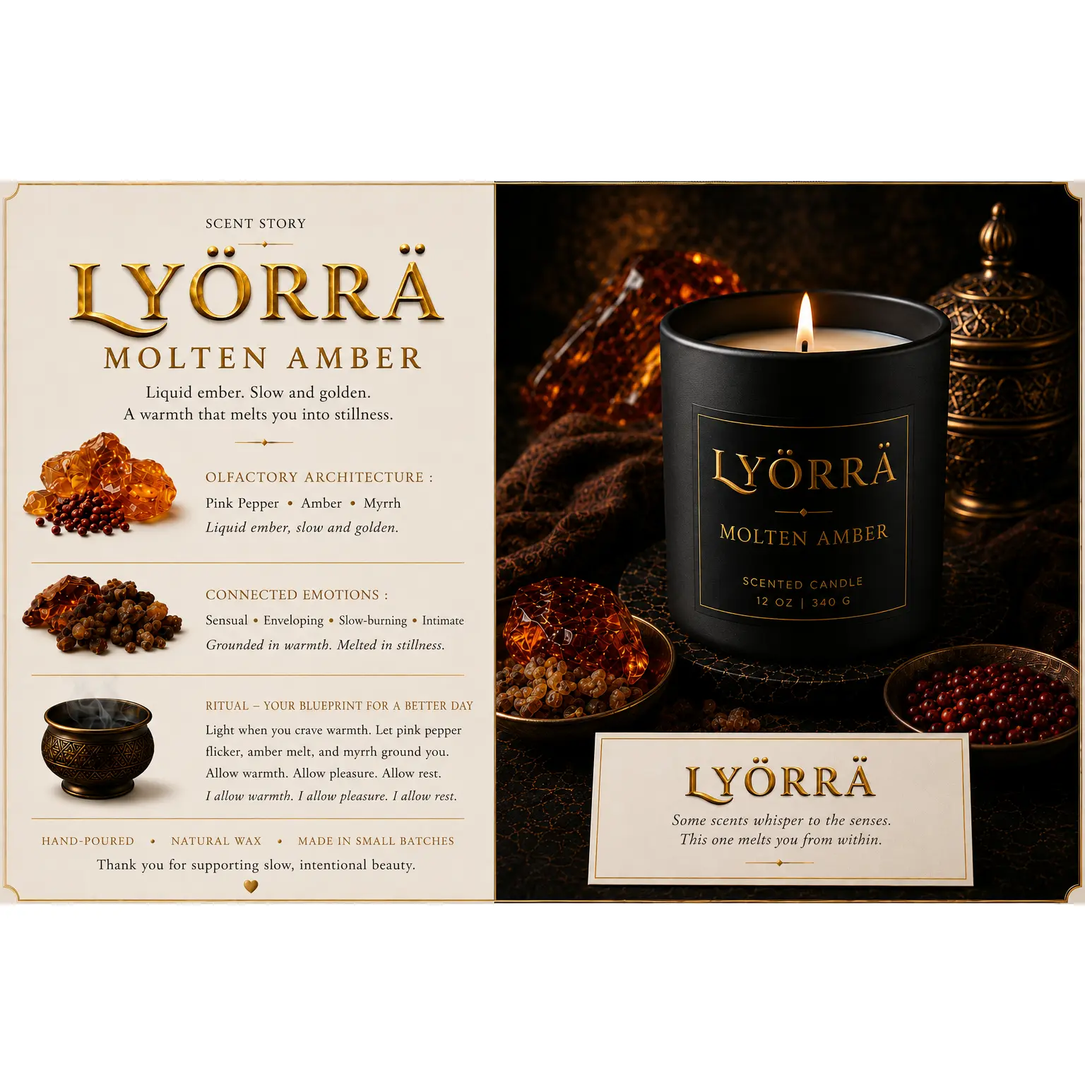 Molten Amber - Coconut-Apricot wax Luxury Candle — By Lyörrä (Copy)