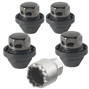 Mazda CX-3 2016-2018 Wheel-Locks Lug nut Kit M12 X 1.5 Thread Size - Set of 4 Lug Nuts + 1 Key - Farad GalaxyLock H1/MX Black