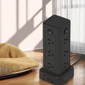 Gift-Ready 20-in-1 Power Strip Tower: 16AC+4USB Ports, Surge Protector with 5FT Flat Plug, Space Saving Vertical Design - Perfect for Housewarming, Dorm, Office