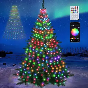 Quntis Quick Install Christmas Tree Lights 400 Waterproof with Ring for Indoor & Outdoor Decoration Colorful Thanksgiving New Year Lights Remote Control Easy Setup Ornaments  christmas decorations Multicolored