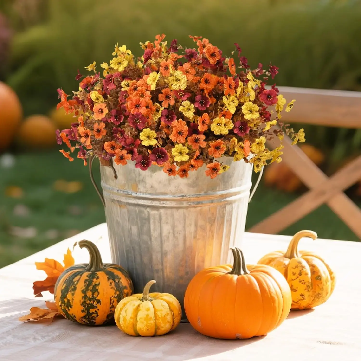 Summervibes Artificial Fall Flowers 6/12/24 PCS, Faux Autumn Flower Bushes for Outdoor Indoor Decor, Halloween Porch, Window Box, Hanging Basket & Thanksgiving Decoration summerwins