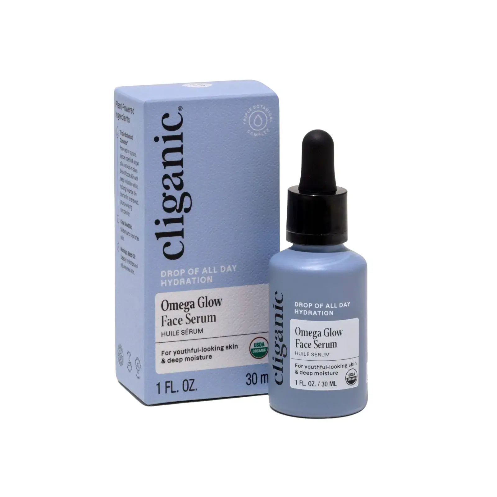 Cliganic Omega Glow Face Serum with Triple Botanical Complex – Jojoba, Rosehip & Argan Oils, Hydrating Facial Serum Helps Reduce the Look of Fine Lines & Plump Skin