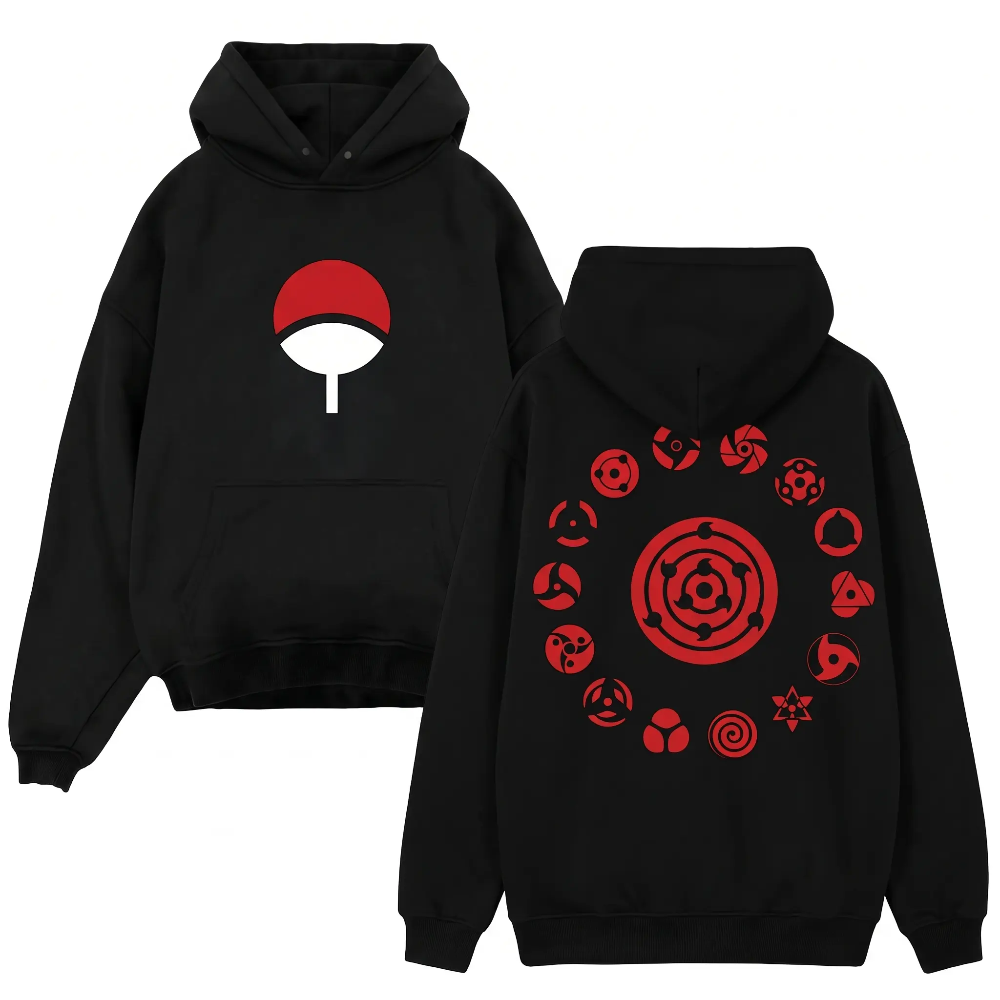 Men's Naruto Anime Theme Hoodies - 90s-Style Graphic Menswear Sweatshirts, Long Sleeve Otaku Style Unisex Streetwear, Fall Casual Ootd Wardrobe Essentials