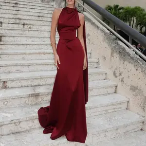 2025 Halter Neck High-End Satin Elegant Luxury Niche Party Engagement Dress Formal Womenswear