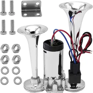 Air Horn for Truck, Car Air Horns, 150DB Super Loud Dual Electric Train Horns Kit with Compressor for Any 12V Vehicles Trucks Motorcycle Pickup Trains Cars Boats (Silver)