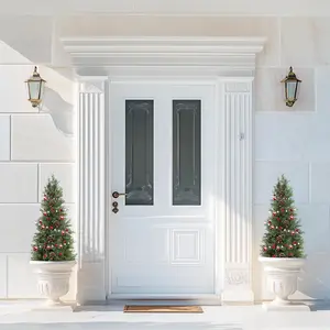 Artificial Cedar Topiary Tree for Outdoor,Tall Faux Cedar Trees,Potted Fake Cypress Plant, Artificial Plants Indoor Outdoor for Front Porch Decor, Set of 2 Decorative Tree