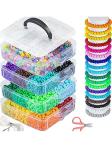 4 Layer Box 4800 Pony Bead Craft Supplies, 24 Colors Solid & Glitter, Portable Storage, Ideal for Necklaces, Keychains, DIY Jewelry Making