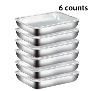 Metal Food Storage Box with Lid, Durable Food Storage Container, Stainless Steel Rectangular Kitchen Storage Box for Fruit, Sauce, Snack, Vegetables, Kitchen Appliances, Stackable Storage Containers, Freezer Storage, Airtight Container Set