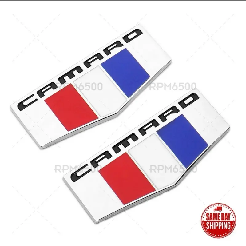 2x For GM Chevy CAMARO Logo Fender Marker Emblem 3D Chrome Sport Badge RS SS ZL1 3M