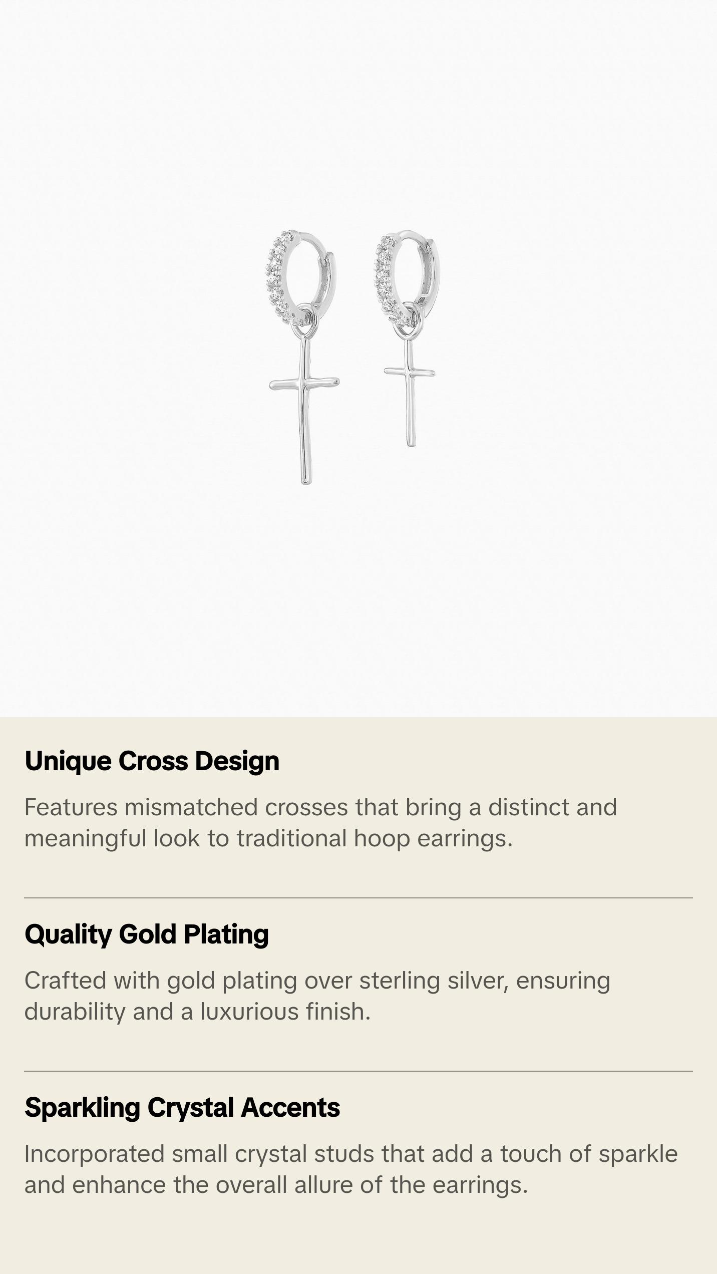 Ariel Mismatching Cross Earrings