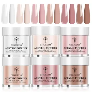 Acrylic Powder, 6-color Nail Art DIY Powder, Naturally Dried Glitter Powder for Women & Girls, DIY Nail Art Decoration, Manicure Accessories, Acrylic Fake Nails