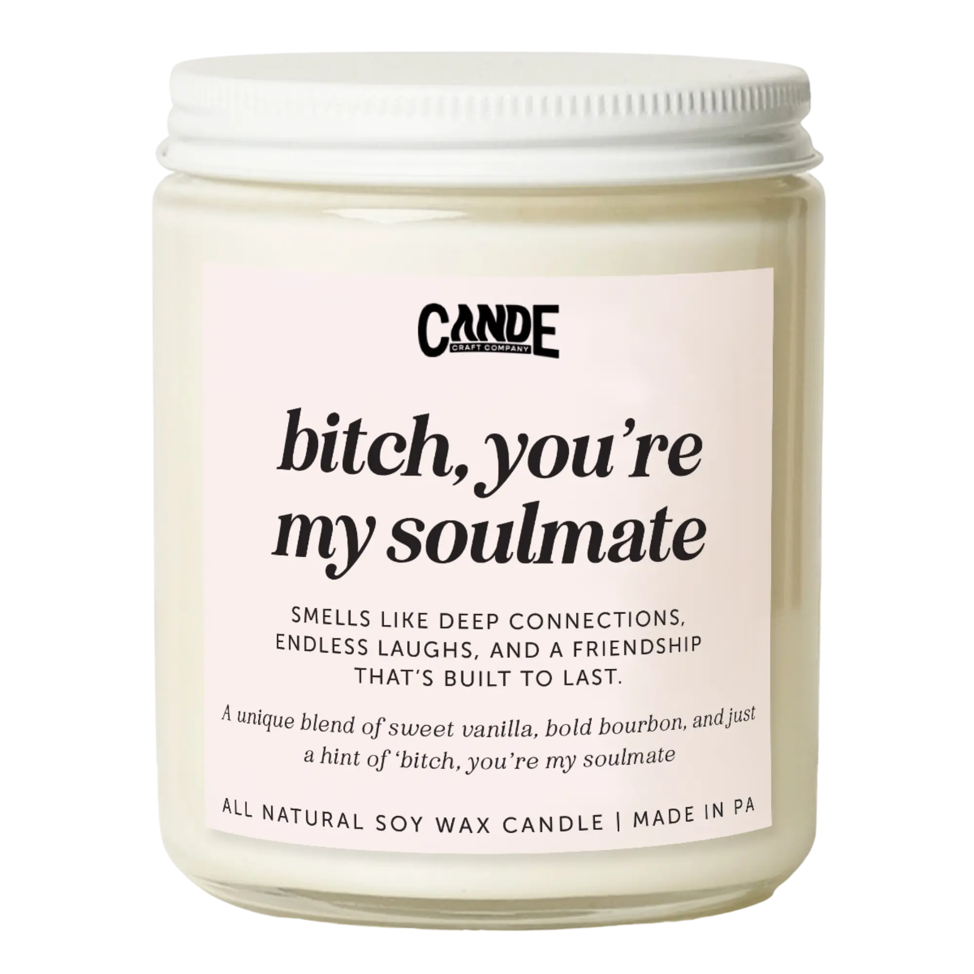 Sassy Soy Scented Candle - Decor Aroma Vanilla Candle, Funny Soulmate Themed Unique Gift for Best Friend, Birthday Gift for Her