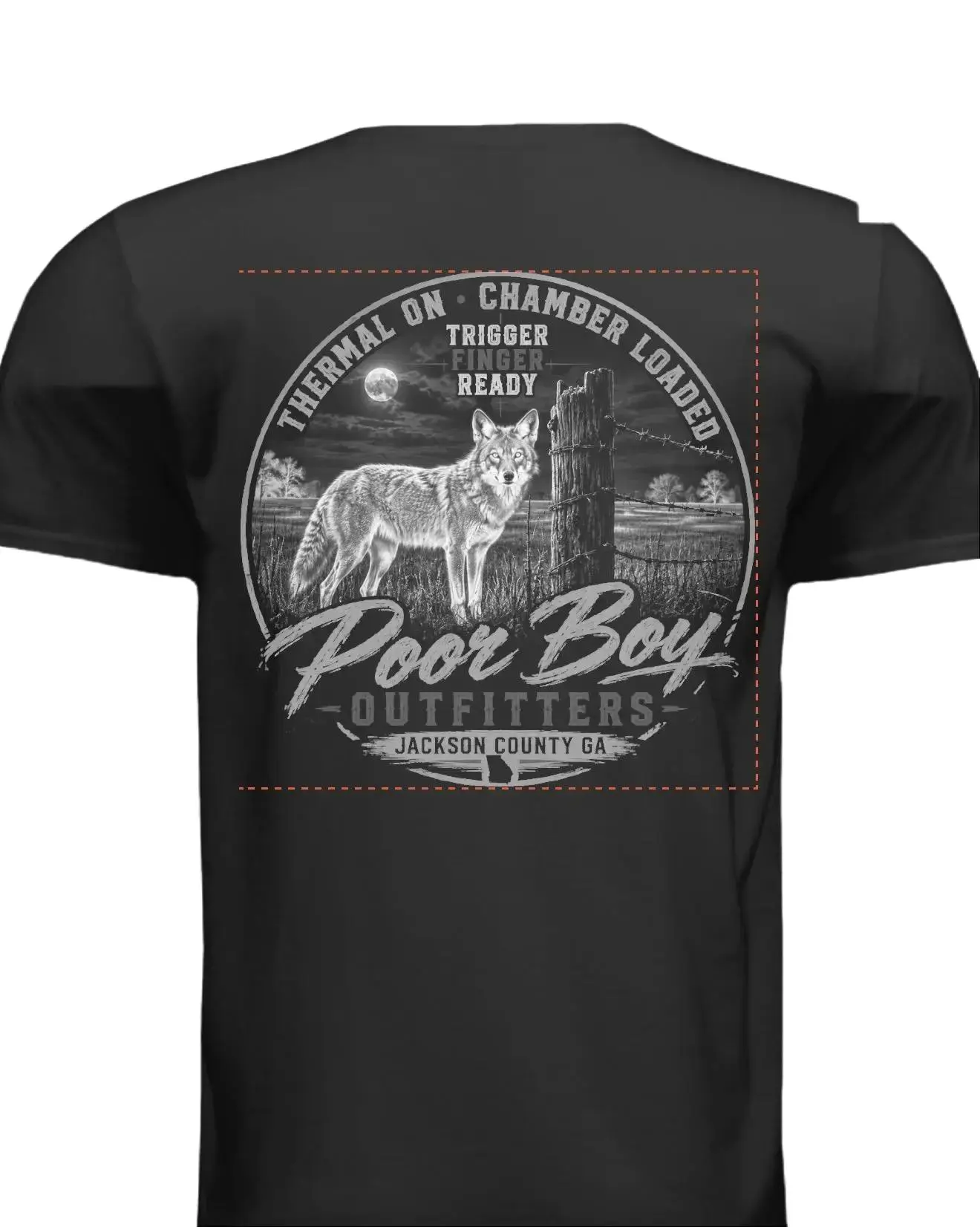 Gildan Men's Thermal Coyote Casual T-Shirt by Poor Boy Outfitters, Menswear Short-Sleeve Casual Shirt