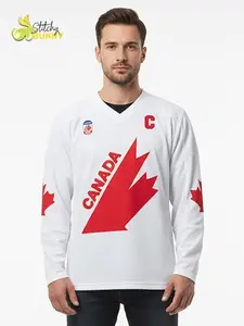 Stitchy Bunny Men's White #99 Ice Hockey Shirt 2026 Edition Classic Embroidered Design Loose Fit V-neck Style for Training & Competition