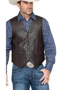 Scully Men's Lambskin Snap Front Vest - 504