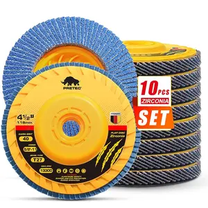 4.5" Flap Discs for Angle Grinder, 10PCS Zirconia Grinding & Sanding Discs, No-Tool Installation, 40–120 Grit, Type 27