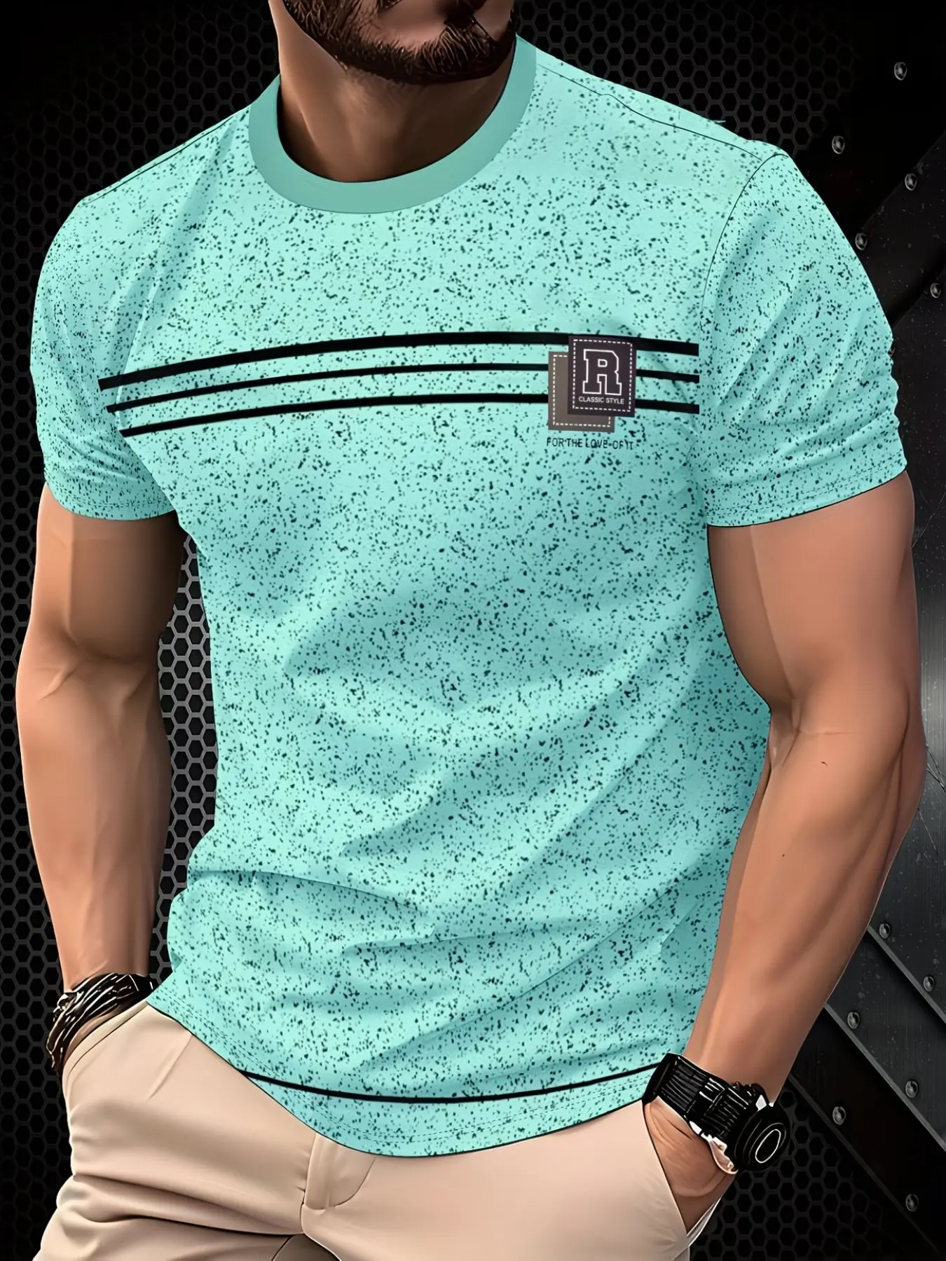 Men's Short Sleeve 3D Fashion T-Shirt, Round Neck, All over Print, Casual Slim Fit, Breathable Fabric, Spring Summer Fall