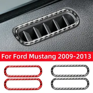 For Ford Mustang 2009-2014 Accessories Car Door Air Conditioner Outlet Vent Sticker Decor Frame Carbon Fiber Interior Trim Cover