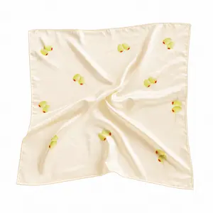 Cream Satin Olive Toothpick Square Scarf