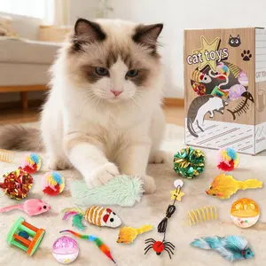 Cat Toy Set - Keep Your Cat Happy While You Work! - 23 Piece Set - Self-Play, Interactive - Ideal for Indoor Cats