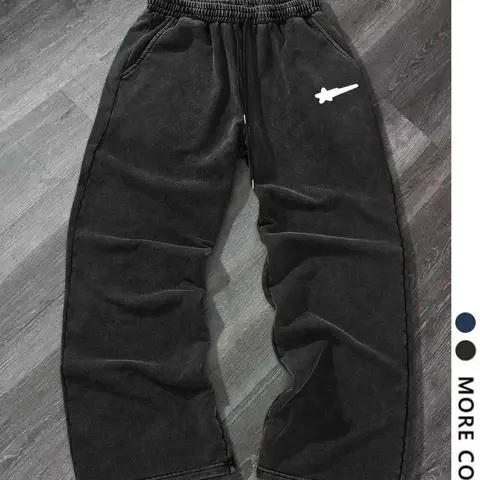 Men's Casual Loose-Fit Cotton Drawstring Waist Sweatpants, Casual Sport Trousers, Meteor Print Drawstring Wide Leg Pants, All-Season Comfortable Men's Clothing, Casual Comfy Sweatpants