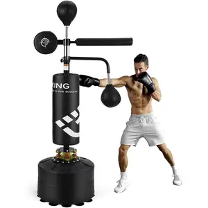 GARVEE Adult Boxing Bag 5 in 1, height adjustable, with 3 reflective balls and 360° rotating rod, suction cup boxing bag for reaction training, taekwondo, MMA