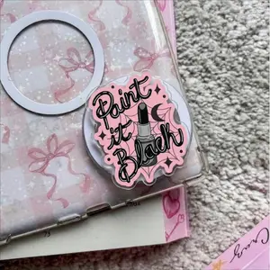 Paint It Black MagSafe Phone Grip, Gothic Beauty Aesthetic Griptok, Black Lipstick Phone Stand, Alt Style Makeup Accessory, Spooky Girl Aesthetic Gift