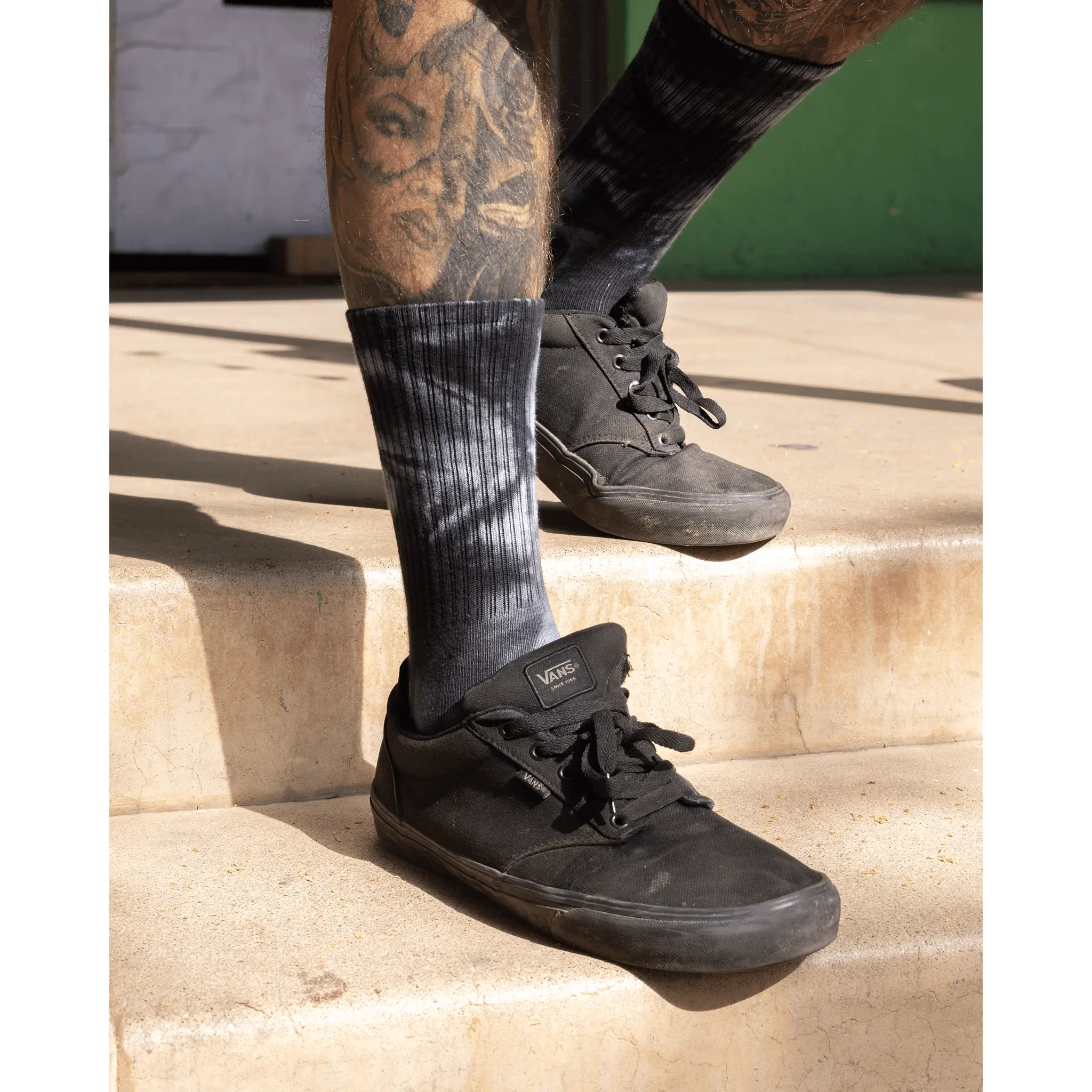 Black Tie Dye Crew Socks
