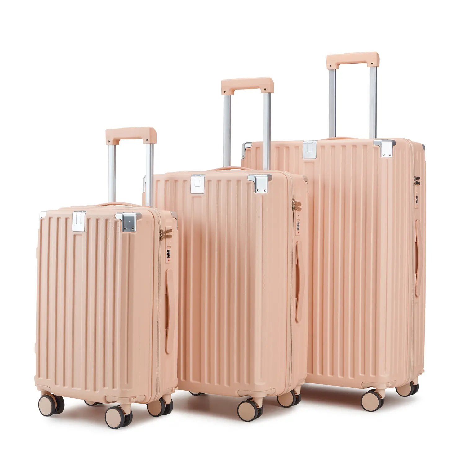 3-Piece Hardside Spinner Luggage Set, Pink – 20, 24, 28 Inch Suitcases with Detachable Wheels for Family Vacations