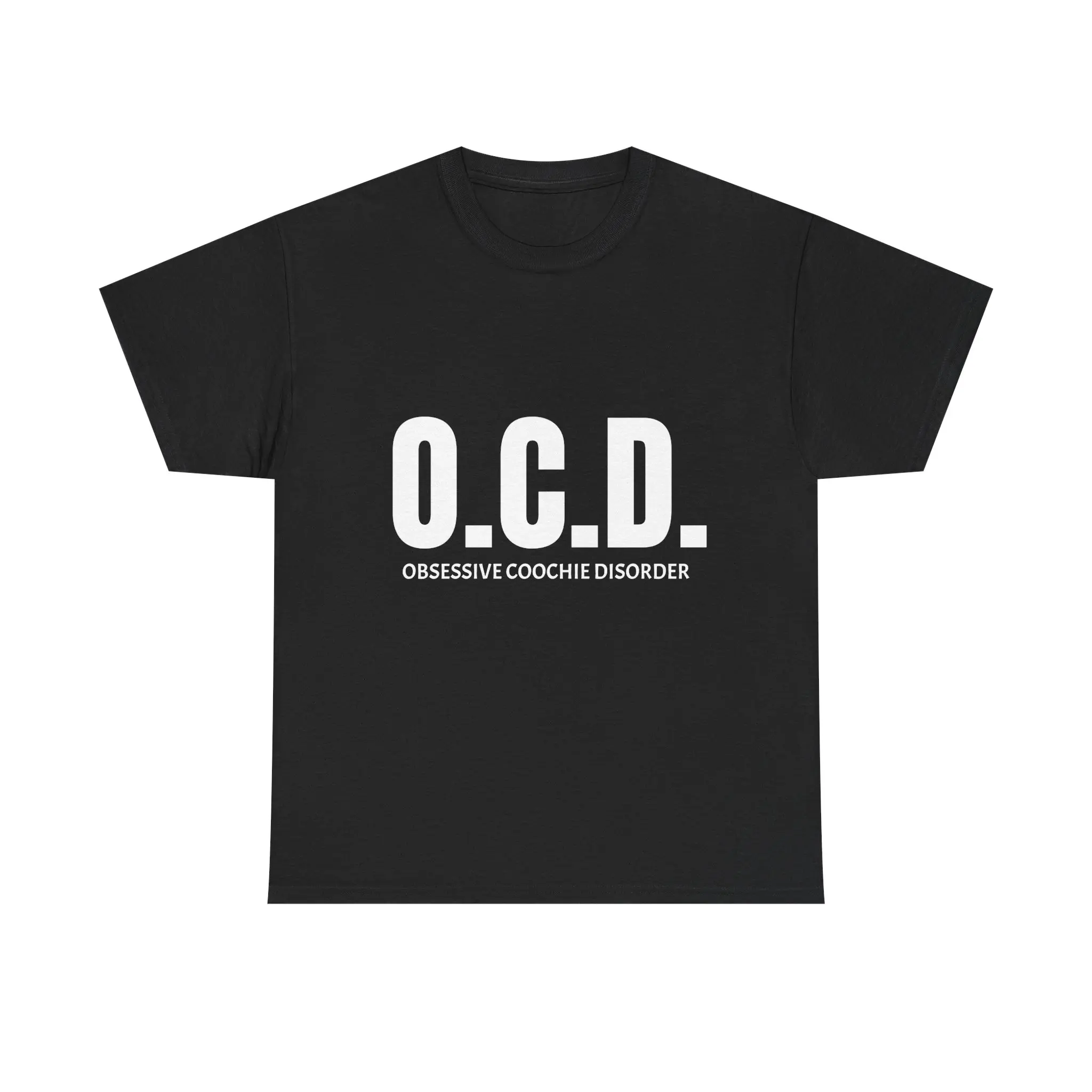 Men's Graphic Tshirt with "Obsessive Coochie Disorder" Meme, Casual Shortsleeve Round Neck Funny Statement Menswear, Top, Comfy, Print, Meme Shirts, Chinese New Year, Valentines Day, Childrens Day, Graphic Tee