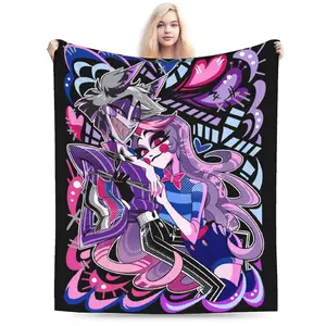 Charlie + Alastor Hazbined Hoteled Blankets Fleece Decoration Super Warm Throw Blankets for Sofa Car Plush Thin Quilt