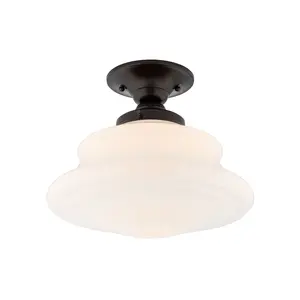Petersburg Medium Semi-Flush Ceiling Light with Glossy Opal Diffuser