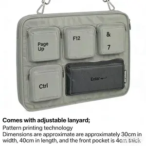 Keyboard-Design Organizer Bag - Tech-Inspired Storage Pouch，Multi-Pocket Travel Bag with Adjustable Strap for Gadgets & Accessories