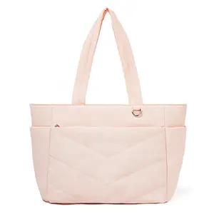 Five Seasons Home Puffy Laptop Tote Bag with 20L Large Capacity, Quilted Shoulder Bag with Multi-Pockets, Lightweight Padded Bubble Work Bag for Women, Fits up to 15.6-Inch Laptop