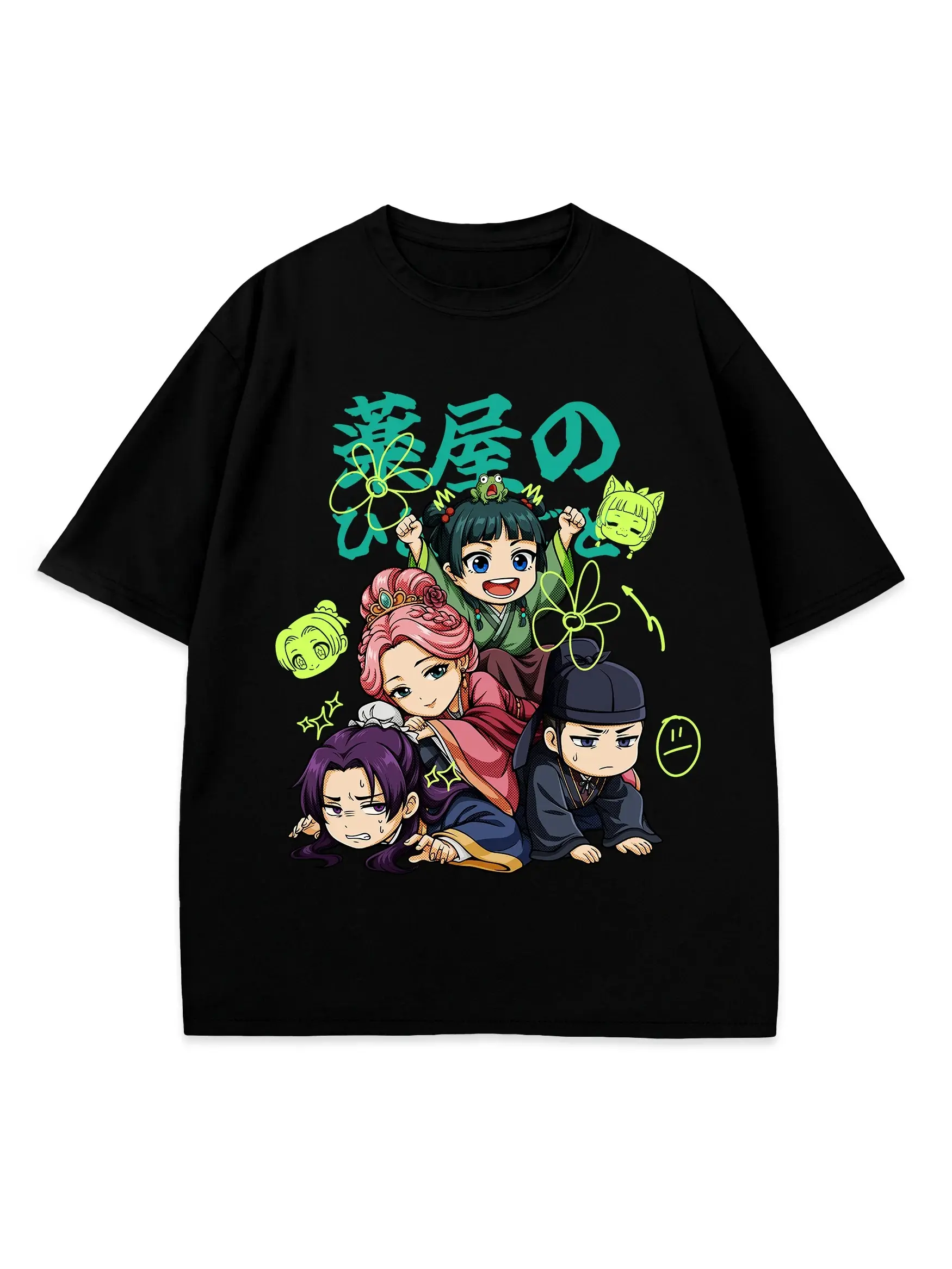 Funny The Apothecary Diaries Stacked Chibi T-Shirt, Maomao Jinshi Anime Meme Graphic Tee, Premium Cotton Unisex Casual Top