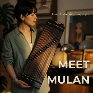 EastEcho Mulan Premium Portable Guzheng - 24" (60cm) 14-String Professional Chinese Zither, Complete Set with Handmade Cordia Wood for Rich Resonance, Adult Beginner Mindfulness & Home Decor Instrument