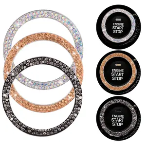 Rhinestone  Bling Ring Sticker, Bling  Accessories, Push to Start Button Start Engine Ring 1 count(Black)