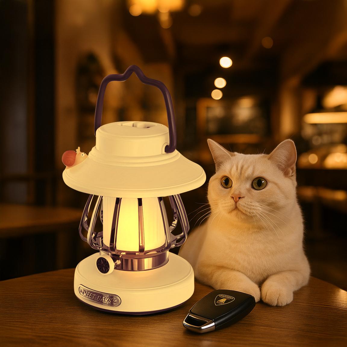 Snail Kids Camping Lantern Rechargeable - 3 Color Dimmable LED Light with USB-C Charging, Perfect Night Light for Bedroom, Outdoor Adventures & Emergency Use