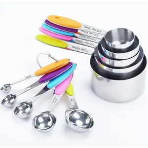 Measuring Cups and Spoons Set of 10 Piece, 18/8 Stainless Steel Nesting Measuring Cups Set for Cooking, Measuring Spoons Set