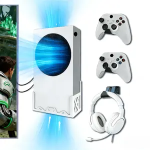 GETYEA Wall Mount Kit for Xbox Series S-Steel Wall Mount Shelf Stand with Console Controller Accessories, 3 Detachable Controller Holders and Headphone Hooks-Safely Store Your Xbox S Console Near or Behind Your TV