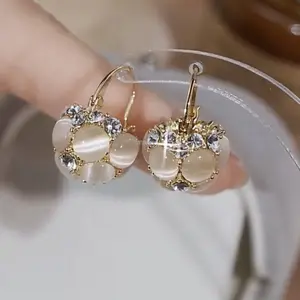 Crystal earrings for women, fashionable and versatile, high-end earrings, light luxury, elegant temperament, popular model aE50116-EH