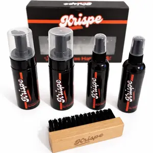 Krispe Hat Cleaner Kit - Includes 2 foam pumps, 1 repellent, 1 deodorizer & Wood Brush for Effective Cleaning