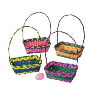 Multicolor Rectangular Bamboo Easter Baskets - 12 Pc.