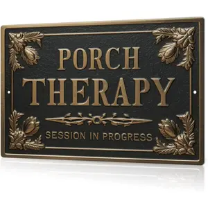 Porch Therapy Metal Tin Sign, 8x12 in Weatherproof Wall Decor Plaque for Front Patio, Deck, Garden Backyard, Garden Decor,summervibes